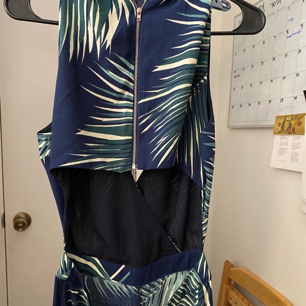 Open zipper back jumpsuit